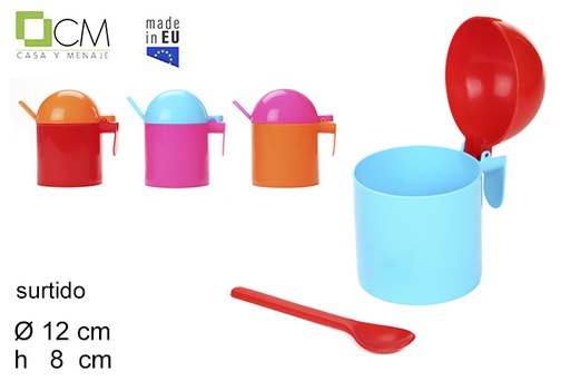 [102980] Zuccheriera in plastica colorata con cucchiaio