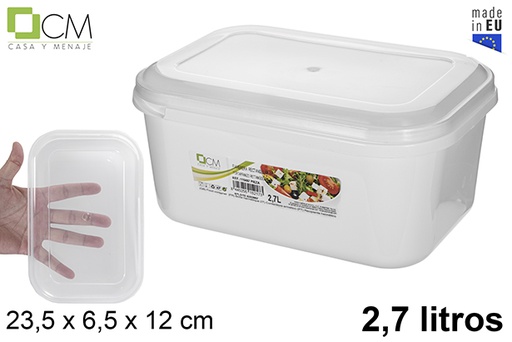 [115467] White rectangular lunch box with transparent lid 2,7 l.