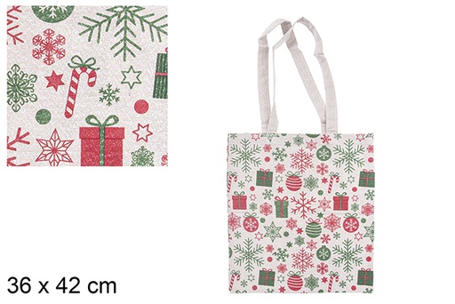 [115514] Sac en tissu de Noël décoré 36x42 cm