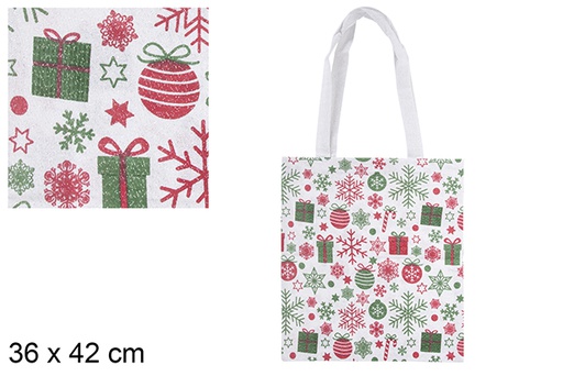 [115515] Bolsa tela Navidad decorada 36x42 cm