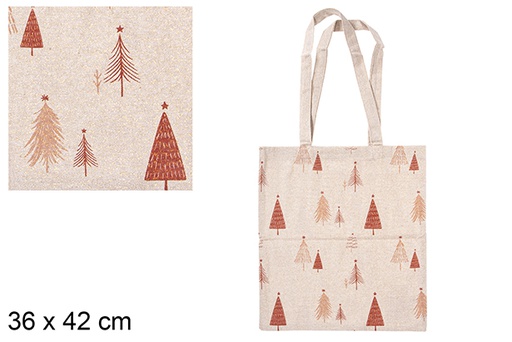 [115519] Sac en tissu de Noël décoré de sapin 36x42 cm