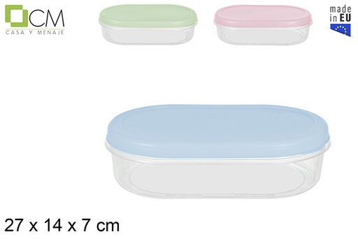 [115544] Contenitore per alimenti plastica ovale colori pastello 27x14 cm