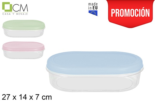 [115544] Oval lunch box with pastel colors lid 27x14 cm