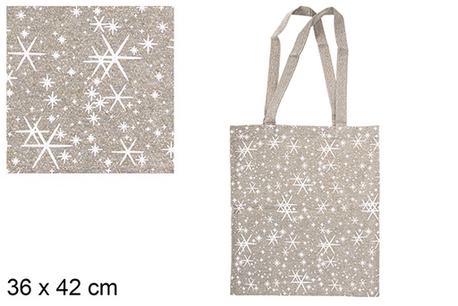 [115552] Bolsa de pano de Natal verde/estrela decorada dourada 36x42 cm