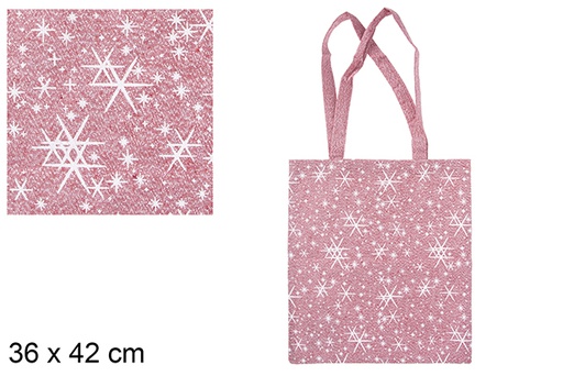 [115587] Christmas bag red/silver decorated star 36x42 cm