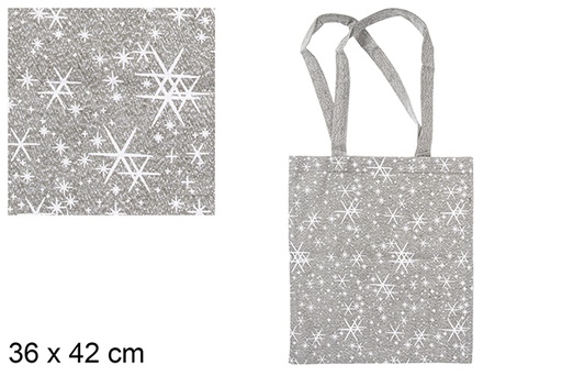 [115588] Bolsa tela Navidad verde/plata decorada estrella 36x42 cm