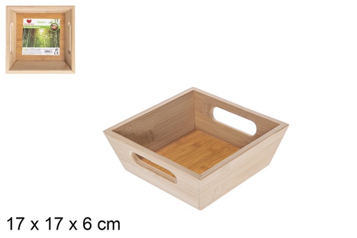[115660] Vassoio organizzativo quadrato in bambù 17 cm