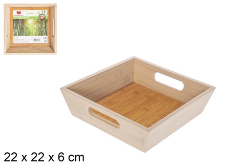 [115661] Vassoio organizzativo quadrato in bambù 22 cm