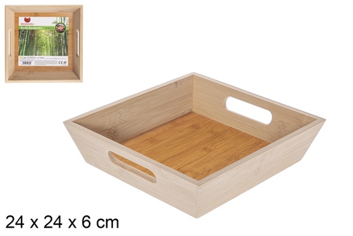 [115662] Vassoio organizzativo quadrato in bambù 24 cm