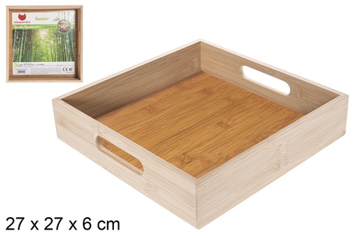 [115668] Vassoio organizzativo quadrato in bambù 27 cm