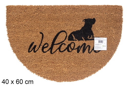 [115740] Felpudo coco Welcome dog semiluna 40x60 cm