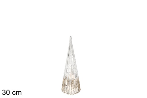 [115755] Christmas light cone gold and white 30 cm