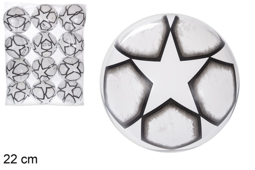 [115781] Pallina di plastica bianca decorata con stelle 22 cm