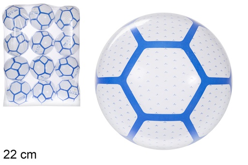 [115786] Bola inchada decorada hexágono azul 22c m