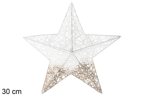 [115810] Etoile déco de Noël paillettes or&amp;blanc 30 cm