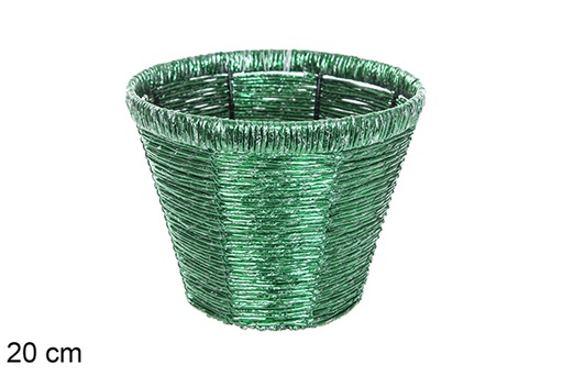 [115823] Round glossy green pot 20 cm