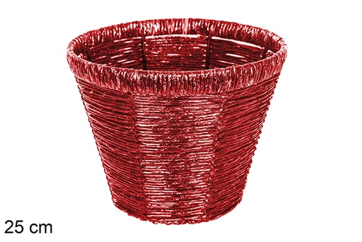 [115825] Round bright red flower pot 25 cm