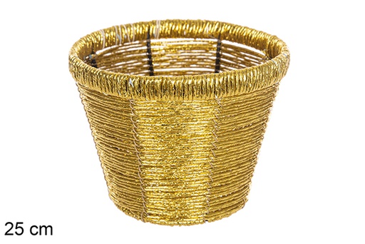 [115959] Round shiny gold flower pot 25 cm