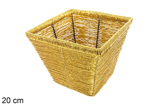 [115967] Shiny gold square planter 20 cm