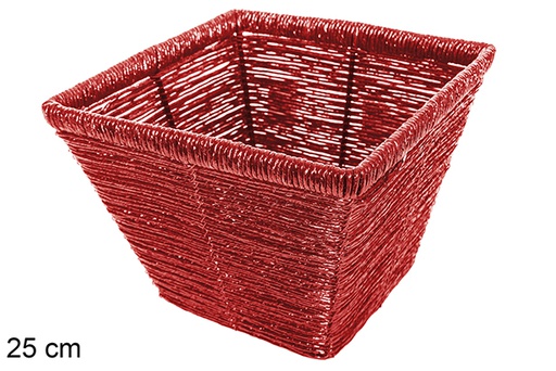 [115970] Bright red square flower pot 25cm