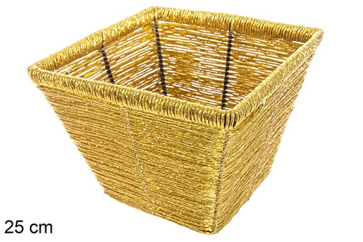 [115971] Shiny gold square planter 25 cm