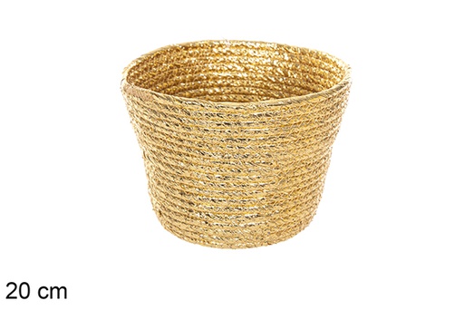 [116035] Round basket gold paper rope 20 cm