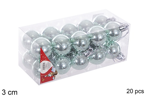 [116103] Pack 20 boules pailletées vert menthe 3 cm