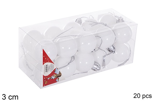 [116105] Pack 20 bolas blanca brillo 3 cm