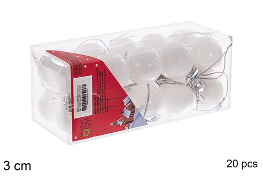 [116106] Pack 20 palline bianco lucido/opaco 3 cm