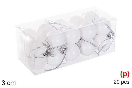 [116106] Pack 20 palline bianco lucido/opaco 3 cm