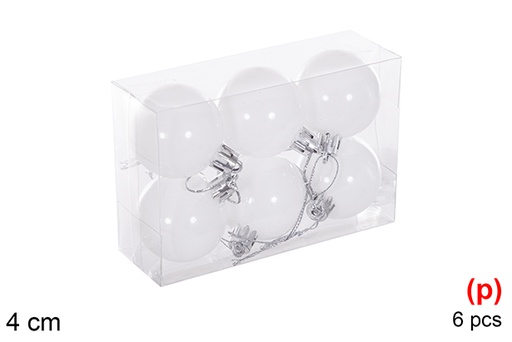 [116111] Pack 6 white glitter balls4 cm