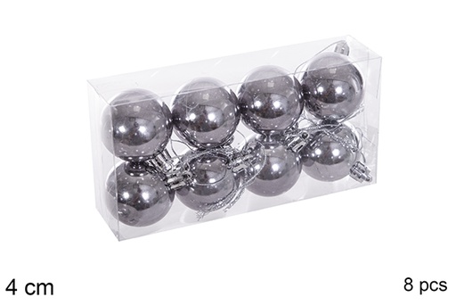 [116119] Pack 8 shiny grey balls 4 cm