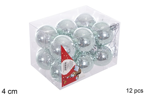 [116127] Pack 12 boules pailletées vert menthe 4 cm