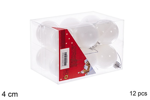 [116130] Pack 12 boules blanc brillant/mat 4 cm