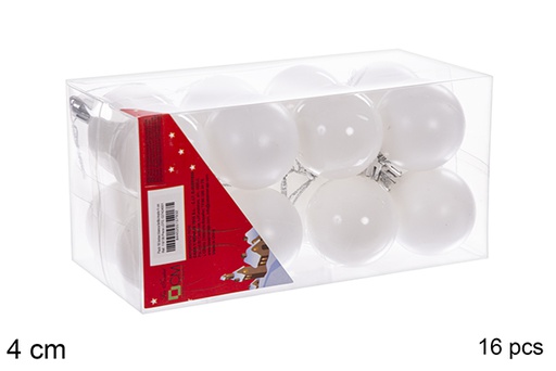 [116136] Pack 16 boules blanc brillant/mat 4 cm