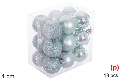 [116140] Pack 18 mint green glitter/matte/glitter balls 4 cm