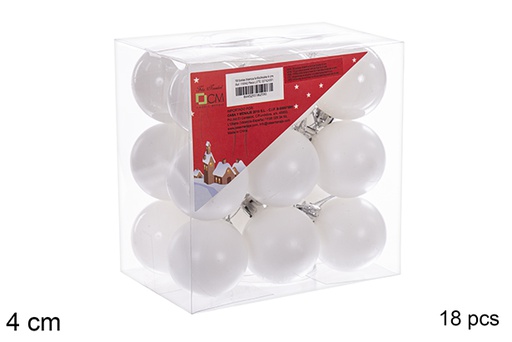 [116142] Pack 18 glossy/matte white balls 4 cm