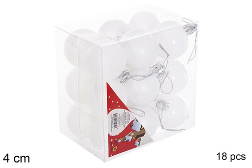 [116142] Pack 18 glossy/matte white balls 4 cm