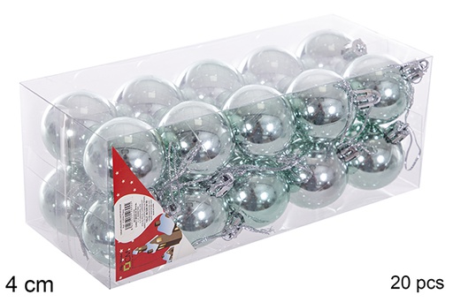 [116145] Pack 20 mint green glitter balls 4 cm