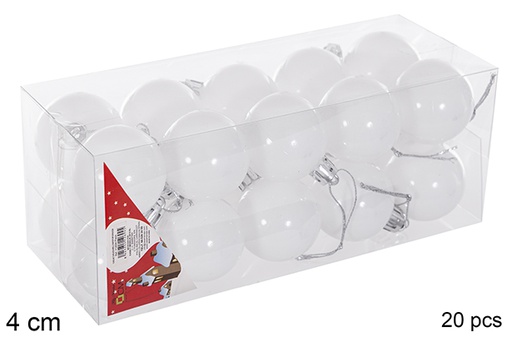 [116147] Pack 20 boules pailletées blanches 4 cm