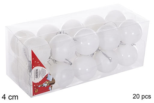 [116148] Pack 20 bolas blanca brillo/mate 4 cm