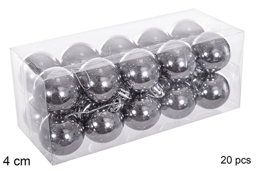 [116149] Pack 20 grey glitter balls 4 cm