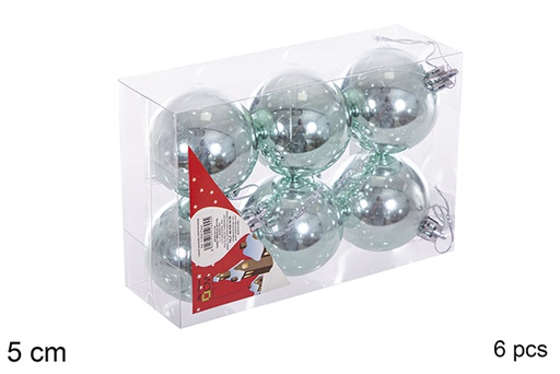 [116151] Pack 6 mint green glitter balls 5 cm