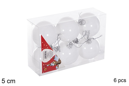 [116153] Pack 6 white glitter balls 5 cm