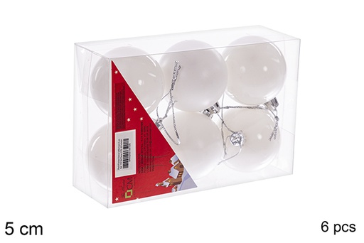 [116154] Pack 6 boules blanc brillant/mat 5 cm