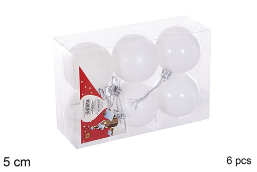 [116154] Pack 6 boules blanc brillant/mat 5 cm