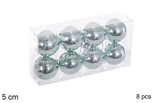 [116157] Pack 8 mint green glitter balls 5 cm