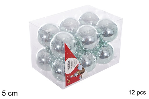 [116169] Pack 12 mint green glitter balls 5 cm