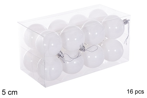 [116177] Pack 16 boules pailletées blanches 5 cm