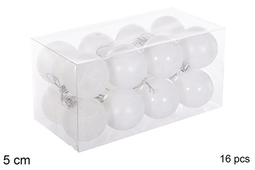 [116178] Pack 16 glossy/matt/purpurin white balls 5 cm